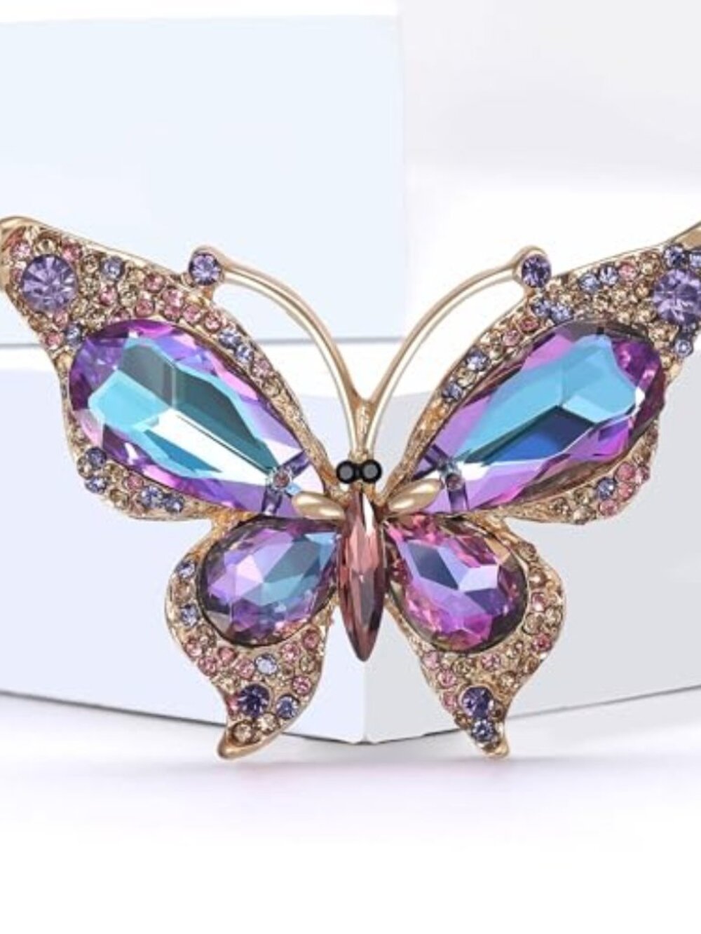 New - Rhinestone Butterfly Brooch Pin for Women Shiny Colorful Crystal Butterfly
